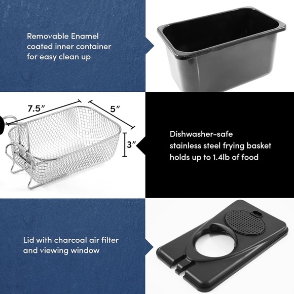 2QT. Stainless steel deep fryer with lid - Picture 4 of 16